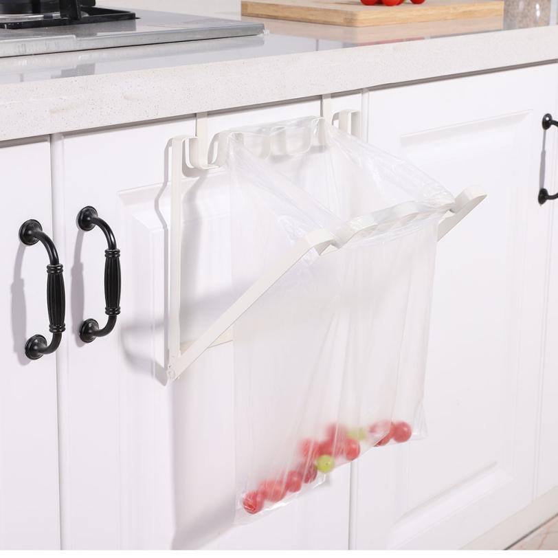 Hanging Kitchen Cabinet Door Trash Rack Towel Storage Garbage Rag Bags Holder